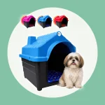 Casinha Plástica Cachorro N5 e N6 Porte Pequeno Médio Com Colchonete