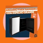 Armário de Banheiro com Espelho Grande e Suspenso Dual Espaçoso