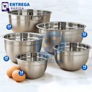 Jogo de Bowl Inox 5 Peças Tigela Inox Empilhável