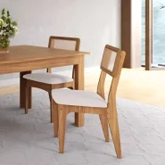 Kit 2 Cadeiras Mdf Jantar Estofadas Encosto Tela Sintética Assento Freijó/césare Claro