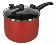 Pipoqueira Antiaderente Cozillar 4,5 Litros Tampa De Vidro  Vermelho