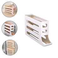 Economiza espaço! Organizador Porta Ovos Suporte 4 Andares Rolante Para 30 Ovos Dispenser