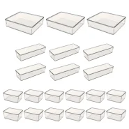 Kit 21 Organizador Modular Multiuso Acrílico Cristal Cesto Gaveta Maquiagem Geladeira