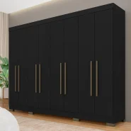 Guarda Roupa Casal 8 Portas 2 Gav Natasha Preto Fosco  Móveis Arapongas