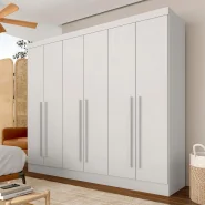 Guarda Roupa Casal 6 Portas 2 Gavetas Ester Branco  M.a