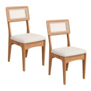 Kit 2 Cadeiras 100% Mdf com Encosto em Palha Sintética  Freijó/Cesare Claro J23