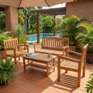 Conjunto para Jardim de Madeira Eucalipto 4 Peças sem Almofada Nature Yescasa Nature