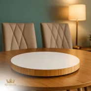 Centro De Mesa Giratório Off White 45cm Com Tampo De Vidro Base Giratória Suave Suporta Até 15kg