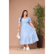 Vestido midi feminino CORAÇÃO tecido laise bordado 3d e liso moda feminina