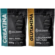 Kit: Creatina Monohidratada 500g (Músculos)+ Glutamina 500g (Intestino) 100% Puro Importado Soldiers Nutrition