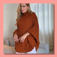 Poncho Tricô Sofia Moda Feminina Outono Inverno