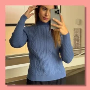 Blusa Feminina Elegante Tricot Trançinhas Losango Tendencia 2026 Modal Premium Inverno