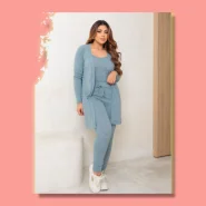 Conjunto trio lãzinha calça regata e cardigan moda Feminina Inverno Tdc modas