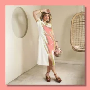 Vestido Midi Elegante Soltinho com Fenda Frontal e Bolsos Externos