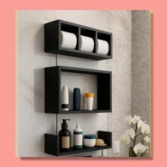 Kit 3 Nichos triplos Prateleiras para Banheiro Organizador  em Preto ou Branco 100% Mdf