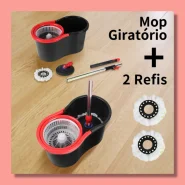 Mop Giratório Esfregão 360° Regulável Balde C entregar 2 esfregões de microfibra / Rodinha E Alça Rodo 8 Litros