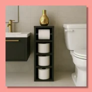 Porta Papel Estante Colmeia Mdf P/ Banheiro Lavabo Decoração Preto