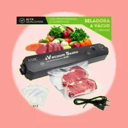 Seladora a Vácuo Doméstica – Bivolt Vedação Hermética Para Conservar Alimentos Com 10 Sacos 
