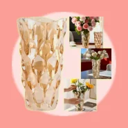 Vaso Decorativo Vidro Halley Âmbar Flor Mesa Centro Arranjos Ambar Relevo