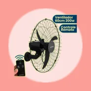 Ventilador Parede 60cm Ventisol Max Control Controle Remoto 60 Cm 60hz Preto 127/220v Plástico