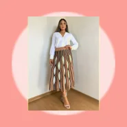 Saia Midi Plissada Em Tricô