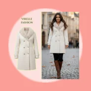 Sobretudo Feminino Lã Batida com Gola de Pelo Removível Elegante