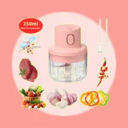 Mini Triturador de alimentos elétrico 3 lâminas 250ml Moedor Carne Vegetais Alho Fruta Amendoim USB