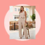 Conjunto Calça Pantalona E Colete Alfaiataria Social Listras