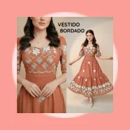 Vestido Longo Bordado Luxo Moda Evangélica Elegante