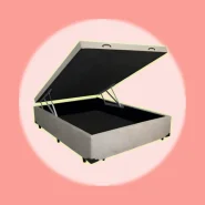 Box Baú Premium Casal 138 Bello Box Suede Cor Bege