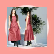 Vestido Midi de Tecido de couro moda Evangélica.