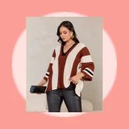 Blusa Tricot Feminina Oversized Modal Com Devote V Manga 3/4 Outono.