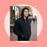 Moletom Masculino Zíper Blusa Aberta Com Capuz Preto