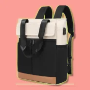 Mochila CYUREAY feminina conversível de trabalho para notebook, computador, com porta de carregamento USB, Preto