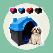 Casinha Plástica Cachorro N5 e N6 Porte Pequeno Médio Com Colchonete