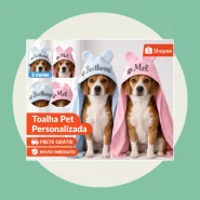 Toalha para Pet Personalizado com Nome capuz orelhinha Macho Fêmea
