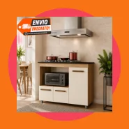 Balcão para Cooktop 5 Bocas com 3 Portas Ana Cozinha