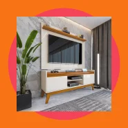 Rack Ripado 2 Portas com Painel para TV 50 Polegadas Astúrias 136cm
