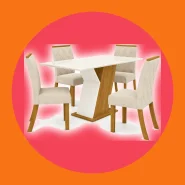 Conjunto Mesa Jantar Lupita MDF 120x80cm 4 Cadeiras