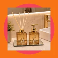 Kit Lavabo Pet Ambar Difusor de Varetas e Saboneteira Luxo Bandeja