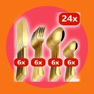 24 Pcs LouçA De Aço InoxidáVel Colher De Sobremesa Dourada / Luxuoso