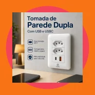 Tomada De Parede Dupla USB E USBC Carregador Rápido 4 Em 1 Bivolt