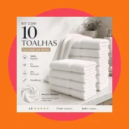 Toalhas Banho Brancas Kit Unidades Grande Aveludadas 90% Algodão
