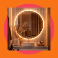 Espelho Decorativo Redondo para Escritório Sala Quarto Banheiro com Led