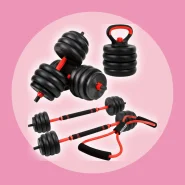 Kit Halteres Barra Kettlebell 6 em 1 Ajustavel até 40kg!