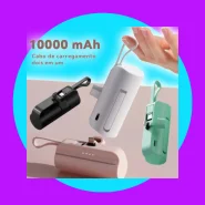 Carregador Portátil Mini Power Bank 10000mAh USB-C.