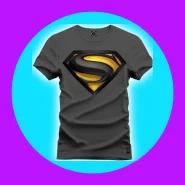 Camiseta estampada super homem preto e amarelo 100% algodao