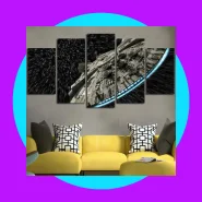 Millennium Falcon Quadros Decorativos Mosaico 5 peças Mdf Alta Resolução