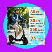 Patinete Elétrico 350W Scooter de Alumínio Para Adultos 30 KM/H