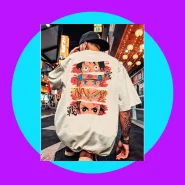 Camiseta Oversized Streetwear Olhos Anime Luffy Naruto Goku Tanjiro